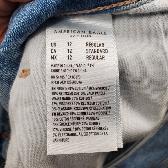 American Eagle Mom Jeans Denim Pant Women Size 12 Regular NWT Distressed Hi Rise - Picture 12 of 16